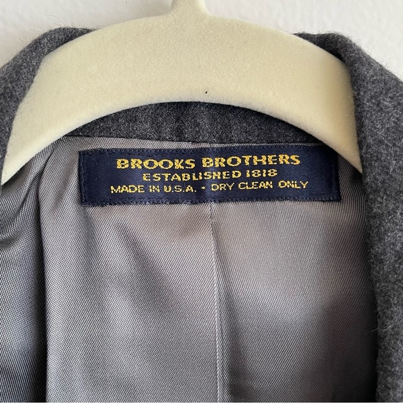 Brooks Brothers wool blazer women Sz 12 grey single button gold preppy old money - Picture 3 of 11